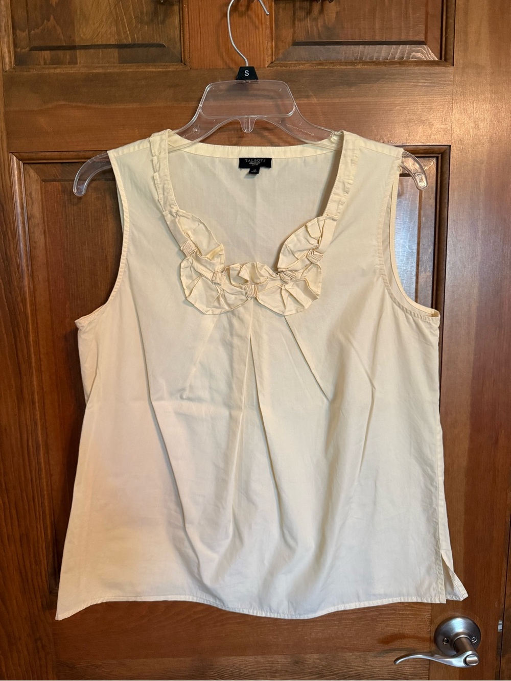 Talbots Pale Yellow Ruffled Scoop Neck Sleeveless Top